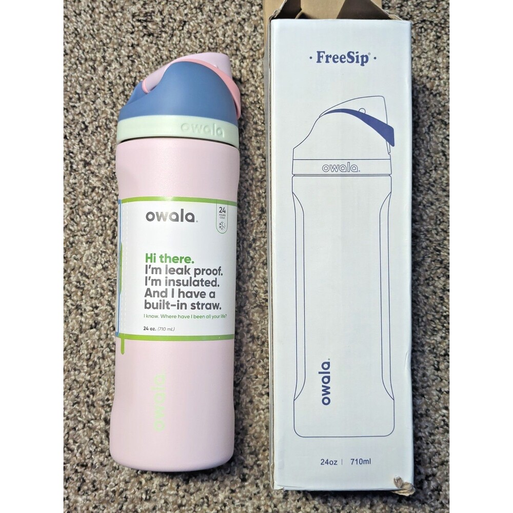 Owala FreeSip 24oz Stainless Steel Water Bottle – Rose Quartz Pink – Leakproof